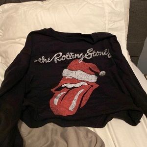cropped rolling stones sweatshirt